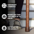 55" Texas Traveler Brazos Walking Stick, Handcrafted Red Pine Wooden Walking Sticks for Seniors Balance, Lightweight & Durable Wooden Walking Sticks for Hiking, Walking Sticks for Women and Men