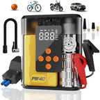 Jump Starter with Air Compressor, 4000A Peak Car Battery Charger, 200 PSI Tire Inflator, Heavy Duty Power Pack for Up to 9.0L Gas, 8.0L Diesel Engines, LED Light, USB Ports, Emergency Road Kit
