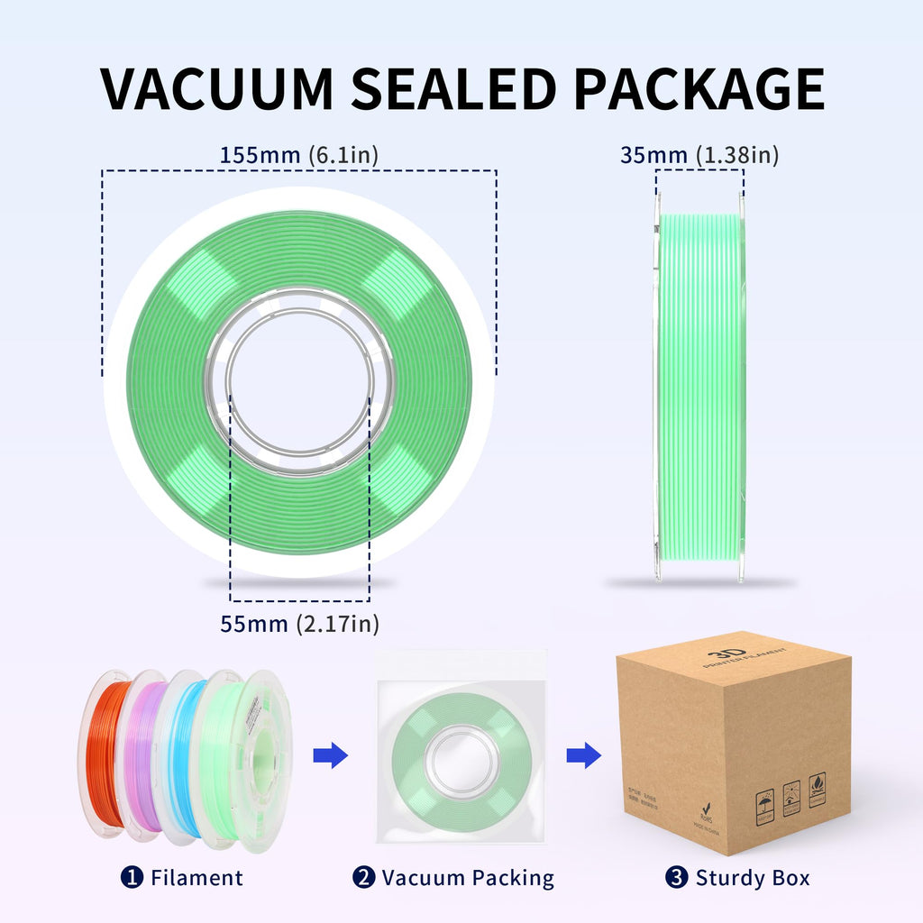 RAMBERY Clear Rainbow PLA Filament Bundle 1.75mm, Crystal Transparent PLA 3D Printer Filament, Dimensional Accuracy +/- 0.02 mm, 250X4 Spools