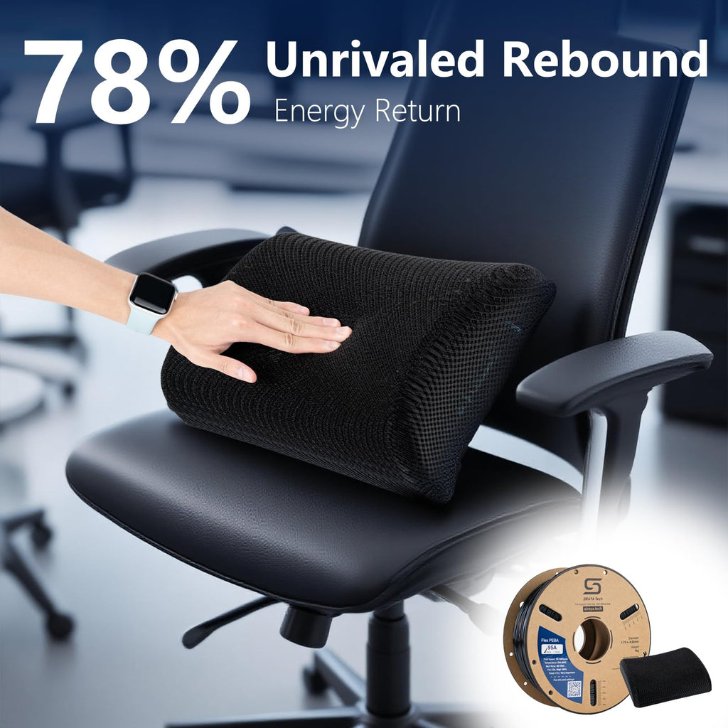 Siraya Tech Rebound PEBA 95A Flexible Filament, The Super TPU | 78% Energy Return & 20% Lighter | Nylon-Based Strength for Sports & Robotics | 1.75mm 3D Printer Filament (Black, 800g)