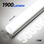 Barrina T5 3FT LED Shop Light, 1900lm, 5000K Daylight White, 16W Utility Light Fixture, Commercial Bay Light for Workshop Garage, Corded Electric with ON/Off Switch, 6 Packs