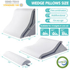 Simpledad Wedge Pillow for Sleeping, Orthopedic Bed Wedge Pillow Set, 15-in-1 3PCS Adjustable Memory Foam Wedge Pillows Post Surgery, 9 &16 & 20 inches Height 3-in-1 Incline Wedges Pillows