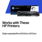 HP 206A Black Toner Cartridge | Works with Color LaserJet Pro M255, MFP M282, M283 Series | W2110A