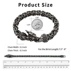 8" Byzantine Black Stainless Steel Norse Vintage Dragon Bracelets for Men