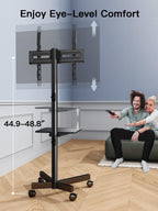 PERLESMITH Rolling TV Stand on Wheels for 23-65 Inch TVs,Tilt Mobile TV Cart Holds up to 99 lbs with Adjustable Height Shelf, Outdoor TV Stand for Bedroom Max VESA 400x400mm PSTVMC04