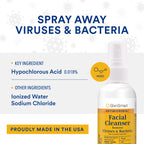 SkinSmart Antimicrobial Facial Cleanser Spray to Remove Viruses and Bacteria Around Eyes, Nose and Mouth, Fight Maskne, 2 oz Spray (3 Pack) Non-Irritating Hypochlorous Acid