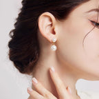 IPEPPY Double Pearl Drop Earrings for Women 925 Sterling Silver (Gold)