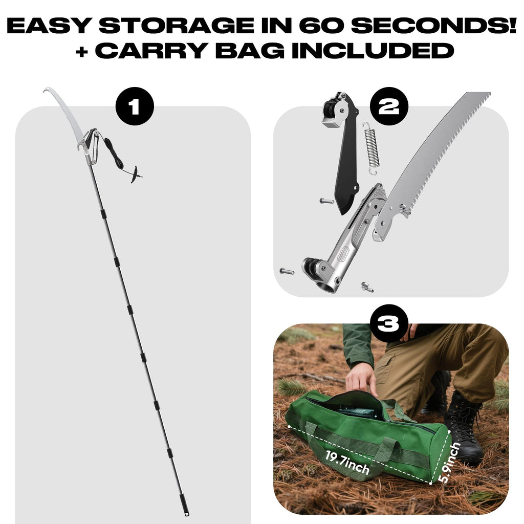 FLORA GUARD 16.5 FT Pole Saw with SK5 Blade, 4-Pulley System