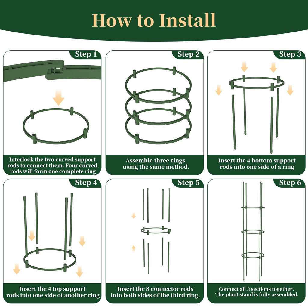 4 Pack Tomato Cages for Garden, 49" Tall Adjustable Heavy Duty Rust Resistant Tomato Trellis, with Upgraded Coupler for Raised Beds & Pots, Plant Stakes and Supports for Climbing Vegetables, Flowers