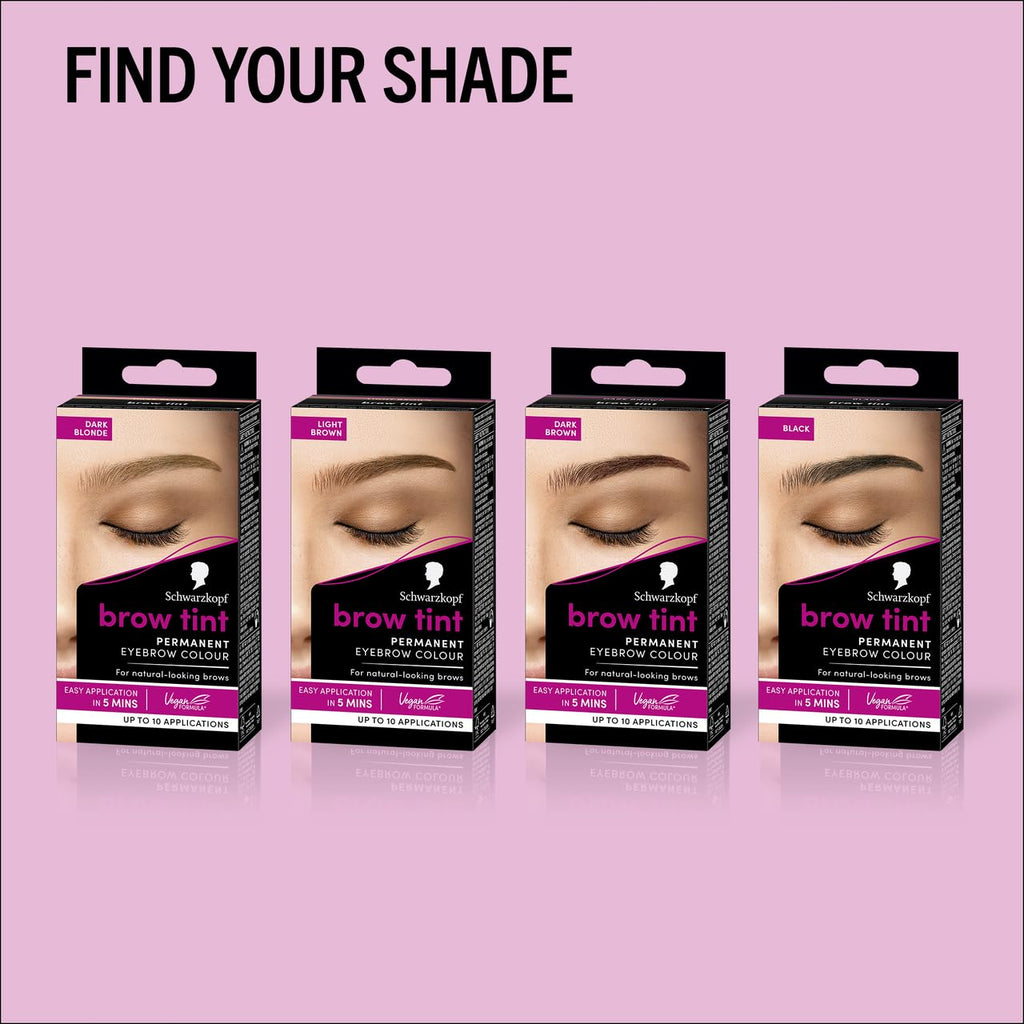 Schwarzkopf Brow Tint Professional formula Eyebrow Dye Brow Tinting Kit with Gentle Permanent Colour - Light Brown (Pack of 2)