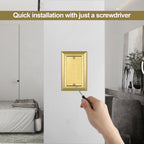 Metal Wall Plate for Electrical Outlets, Decorative Brass Gold Switch Plates Outlet Cover, Light Switch Cover Plate, 1-Gang Wall Plates (Single blank, 4 Pack)