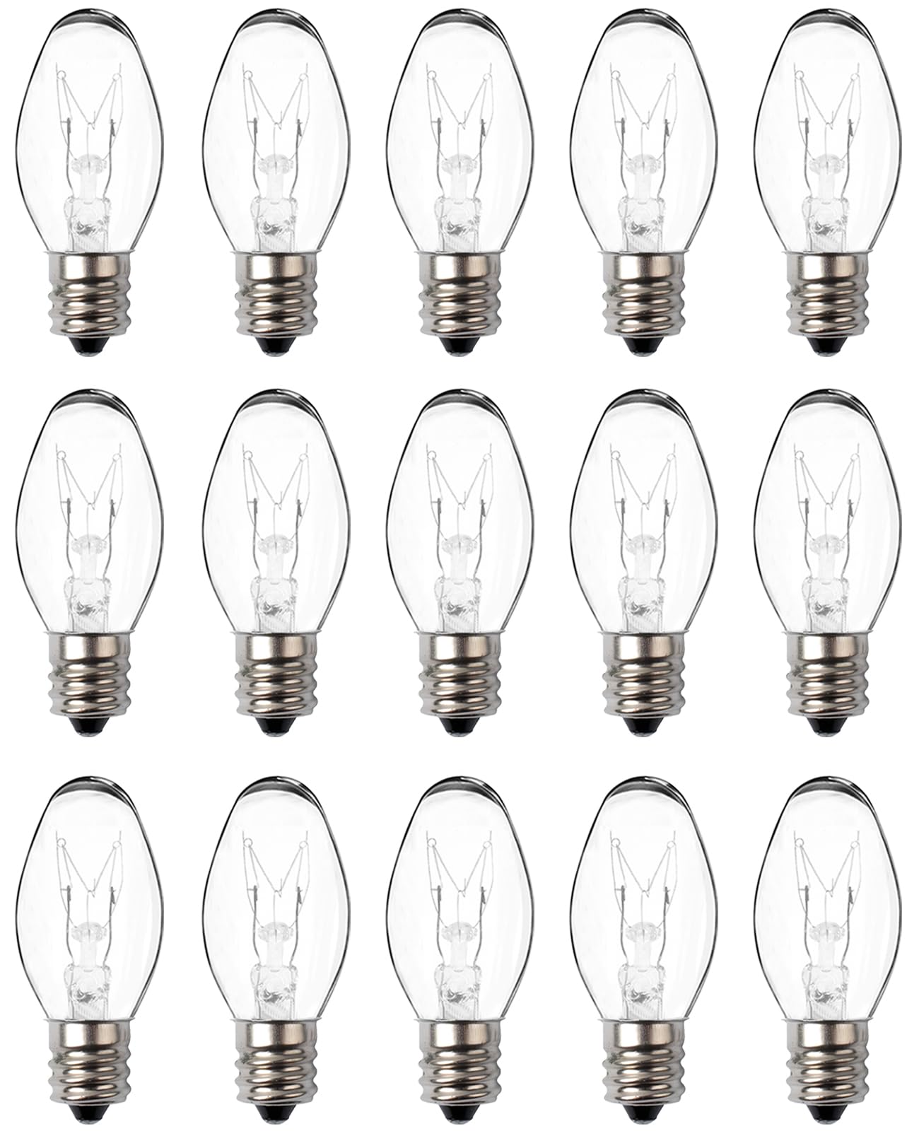 Snnalosses Wax Warmer Bulbs - 15W C7 Replacement Bulbs for Scentsy Wax Melt Warmer, Himalayan Salt Lamps, Plug-in Diffusers - Warm White, Dimmable, 15 Packs