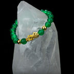 ZenBless Fengshui Porsperity Jade Bracelet Lucky Charm Feng Shui Black Obsidian Wealth Bracelet Gift for Men Women with Gold Plated Pi Xiu Pi Yao Attract Wealth Good Luck(Green)