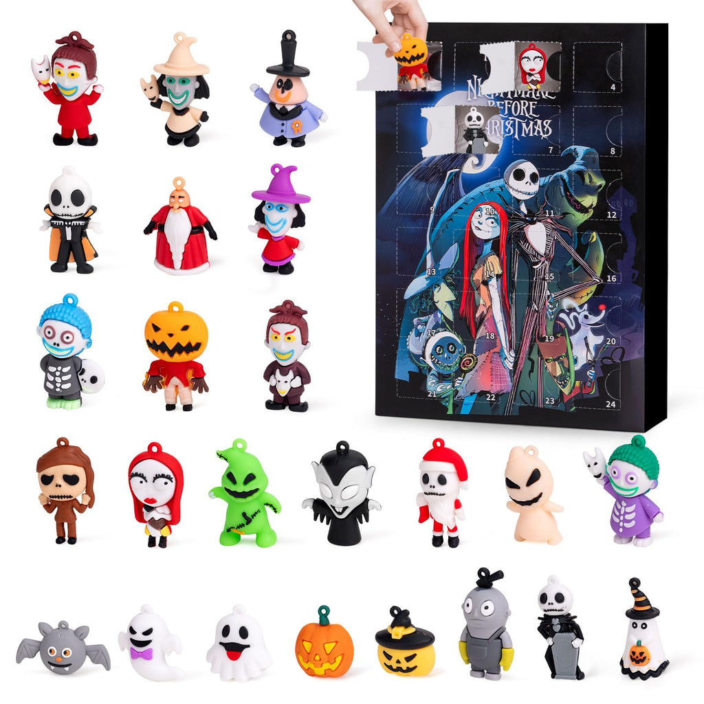 Nightmare Advent Calendar 2026, Halloween Countdown Calendar, 24Pcs Boo Basket Stuffers for Kids Adults, Trick or Treat Holiday Count Down Box