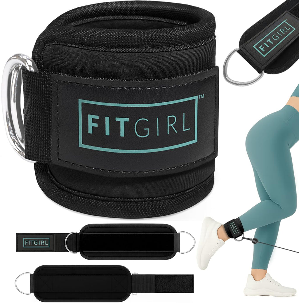 FITGIRL - Ankle Strap (Pair) for Cable Machines and Resistance Bands, Work Out Cuff Attachment for Home & Gym, Glute Workouts - Kickbacks, Leg Extensions, Hip Abductors, Women Only (Mint, Pair)