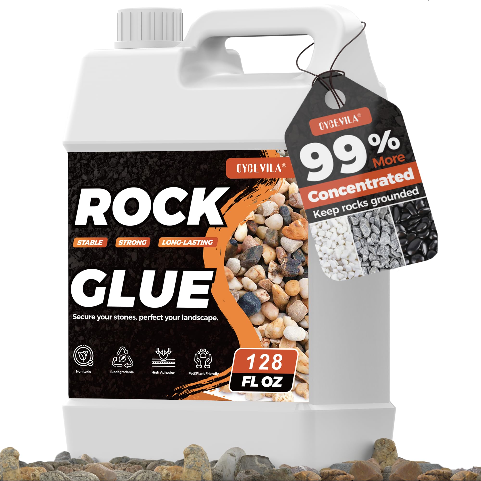169oz Rock Glue for Landscaping, Premium Pea Gravel Glue & Mulch Glue for Landscaping, Strong Landscape Rock Glue with Weather-Resistant Formula, Fast-Drying Pet-Safe Adhesive Locks Pebbles, Bark