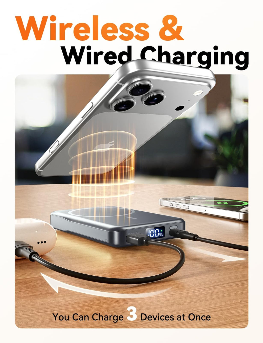 Magnetic Portable Charger 10000mAh, Fast Charging for MagSafe Battery Pack