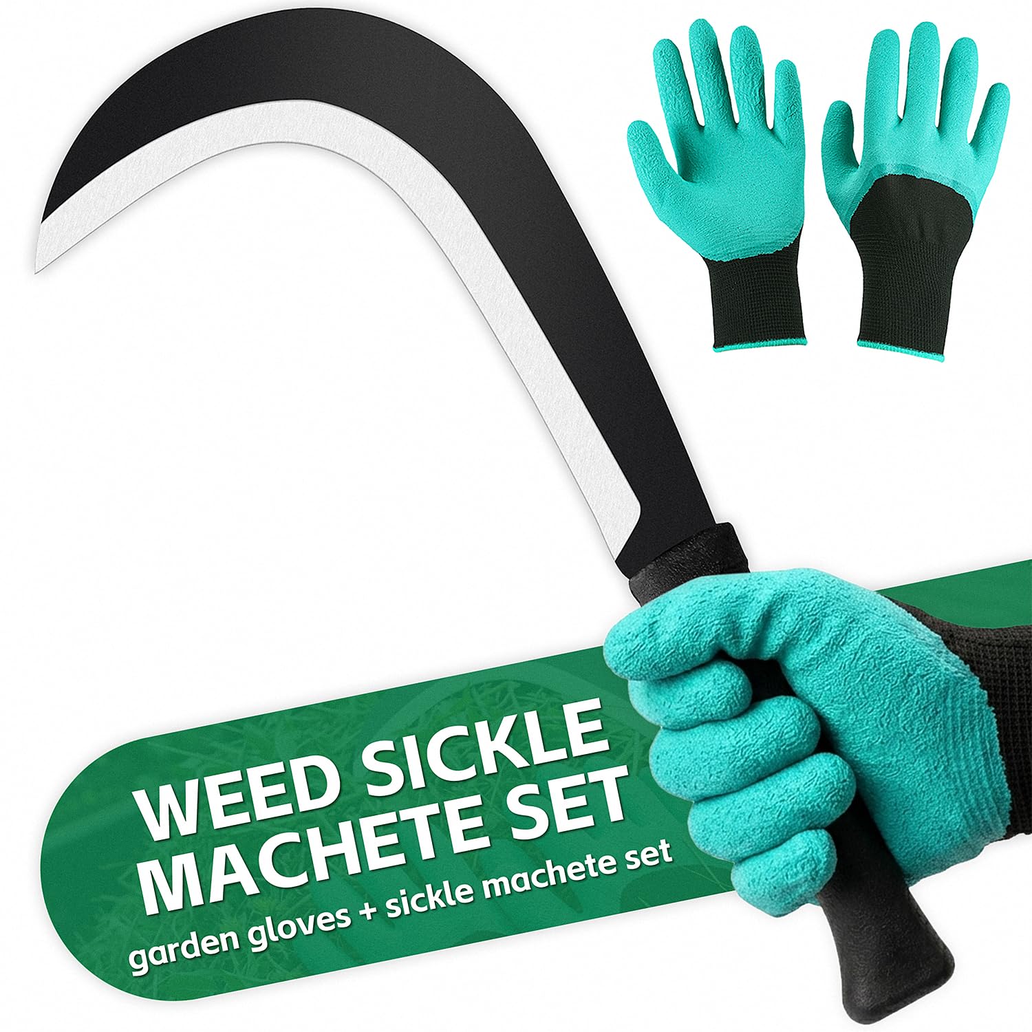 LOZHGO Machete Sickle Garden Tool Brush Clearing Machetes with Carbon Steel - Weeding Sickle Machete for Yard Work,Camping,Gardening