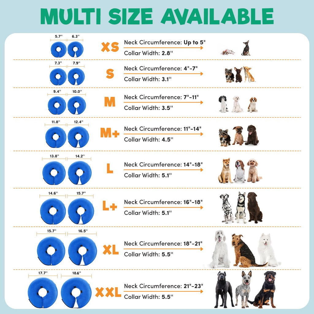 BENCMATE Inflatable Dog Cone Collar Alternative After Surgery Large, Blue