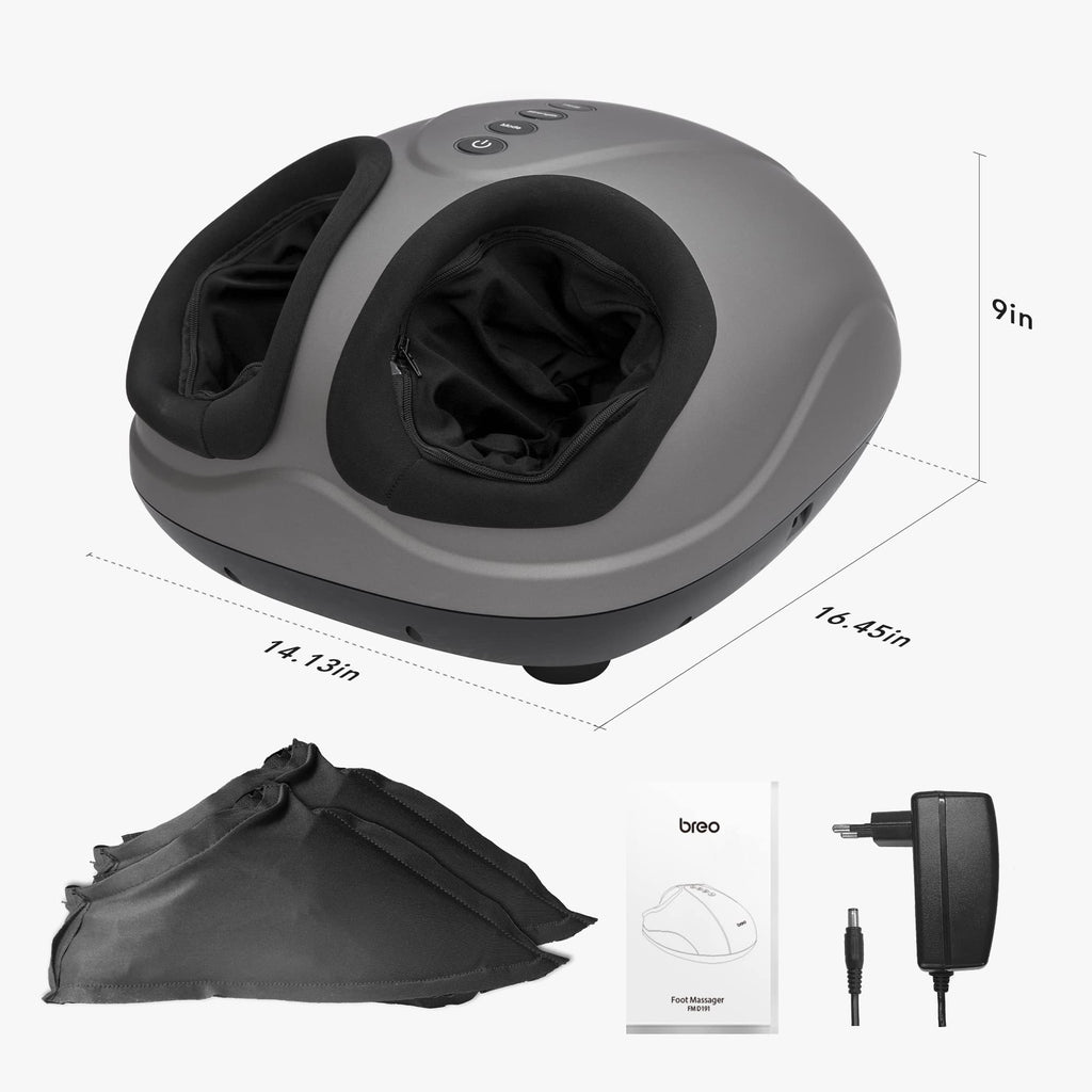 Breo Foot Massager Machine with Heat, Deep Kneading, Air Compression, Rolling Massage for Tired Feet and Plantar Fasciitis, Fits up to EU Feet Size 46