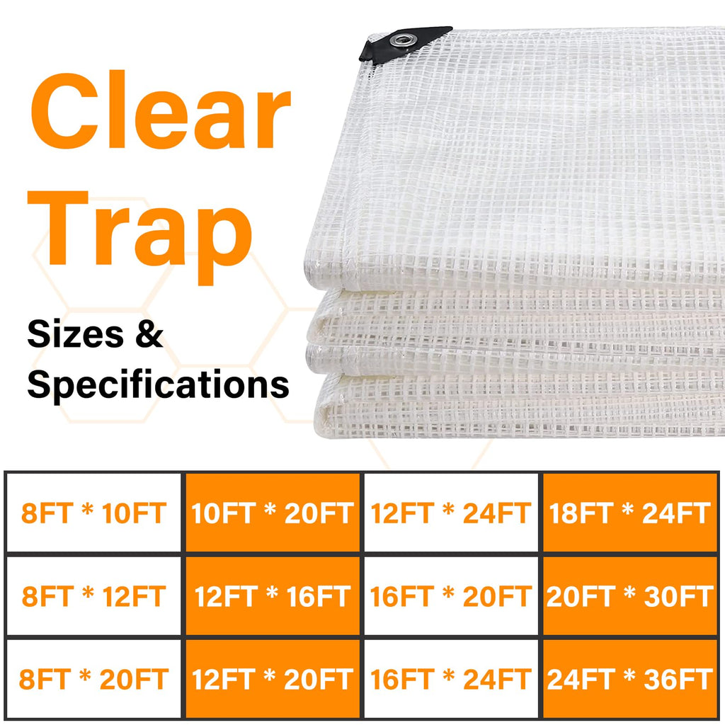 16 Mil Greenhouse Cover,Clear Plastic Tarps Heavy Duty Waterproof 12X16FT
