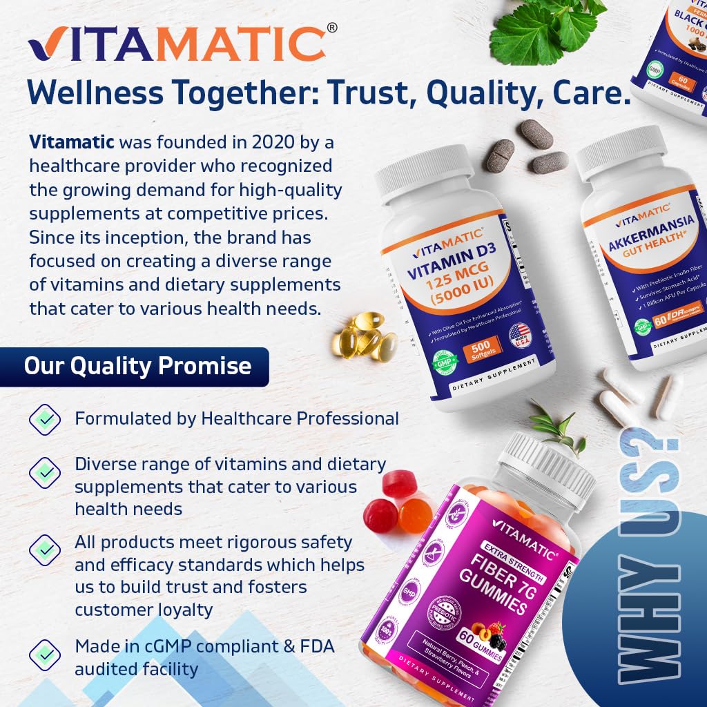Vitamatic Vitamin B12 5000 mcg – 365 Fast Dissolve Tablets Berry Flavor – Supports Energy Production & Nervous System Health – Non-GMO, Gluten-Free