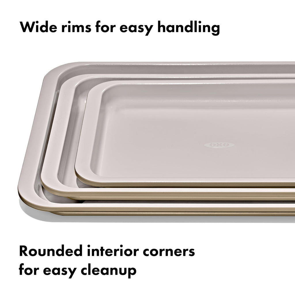 OXO Good Grips Non-Stick Pro Ceramic Coated Metal Bakeware Half Sheet Pan – Biscuit