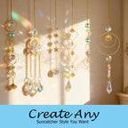 DIY Crystal Suncatcher Kit with Wind Chime, Sun and Moon Style