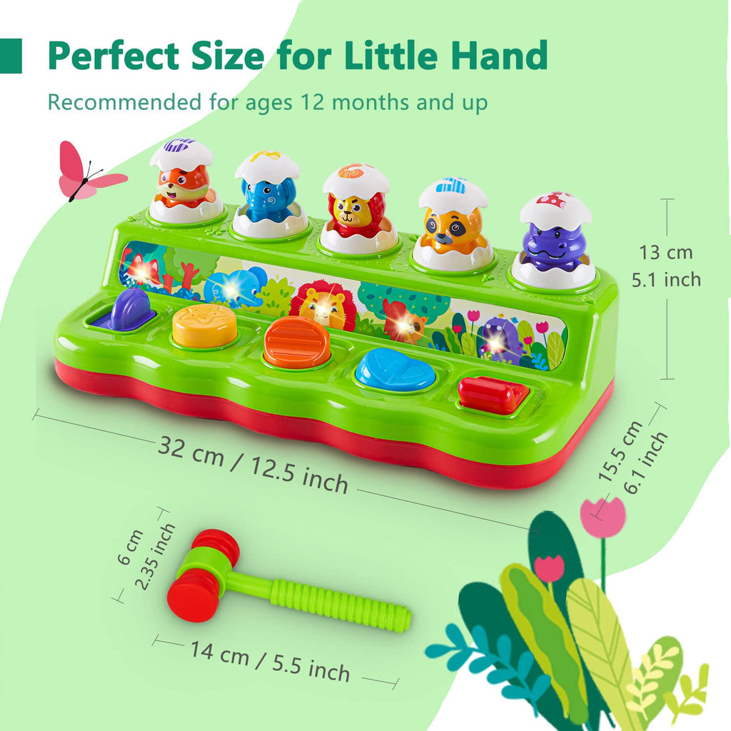 Baby Cause and Effect Pop Up Animal Toys for 1 Year Old Boy Girl with Light