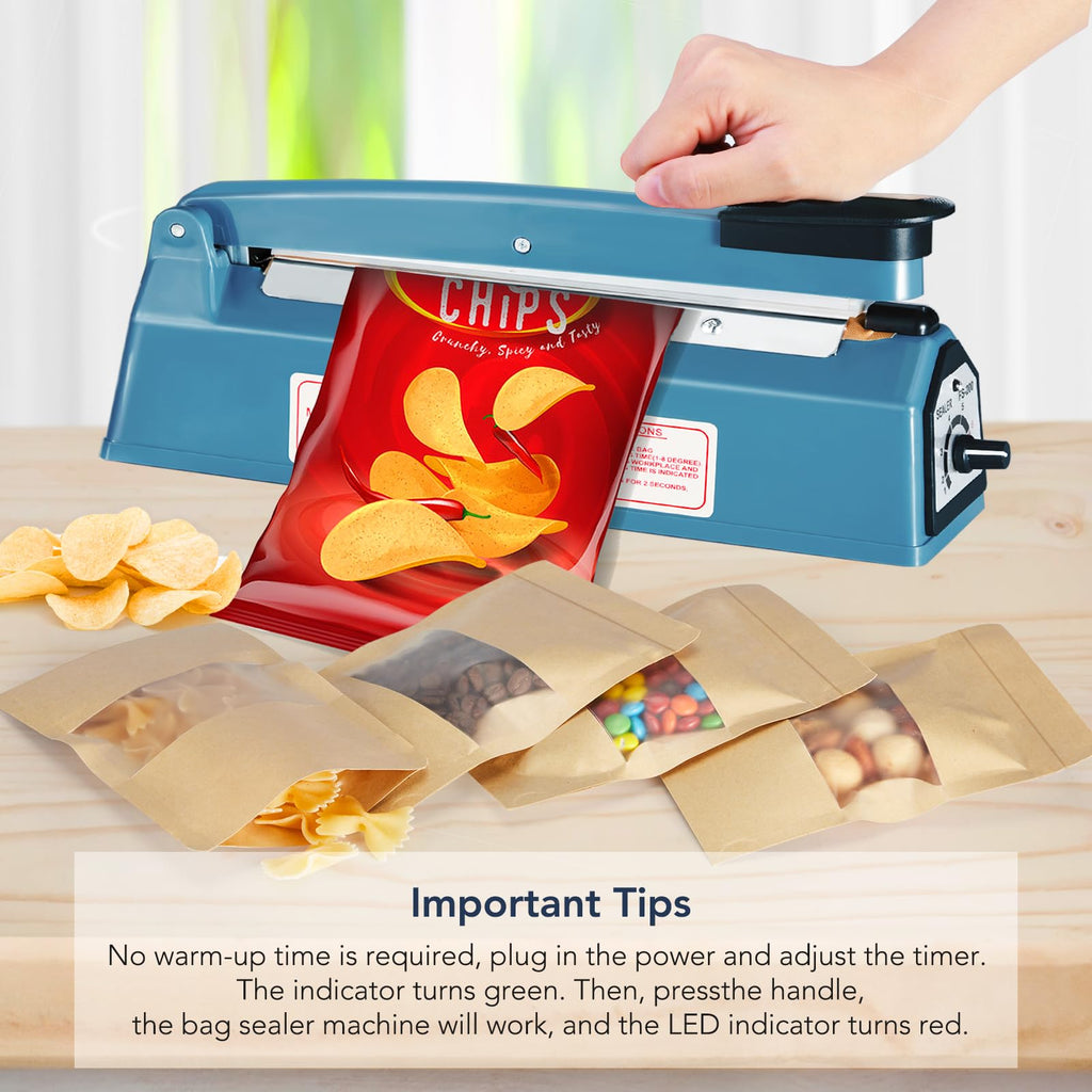 METRONIC 12 Inch Impulse Heat Sealer, Manual Bags Sealer