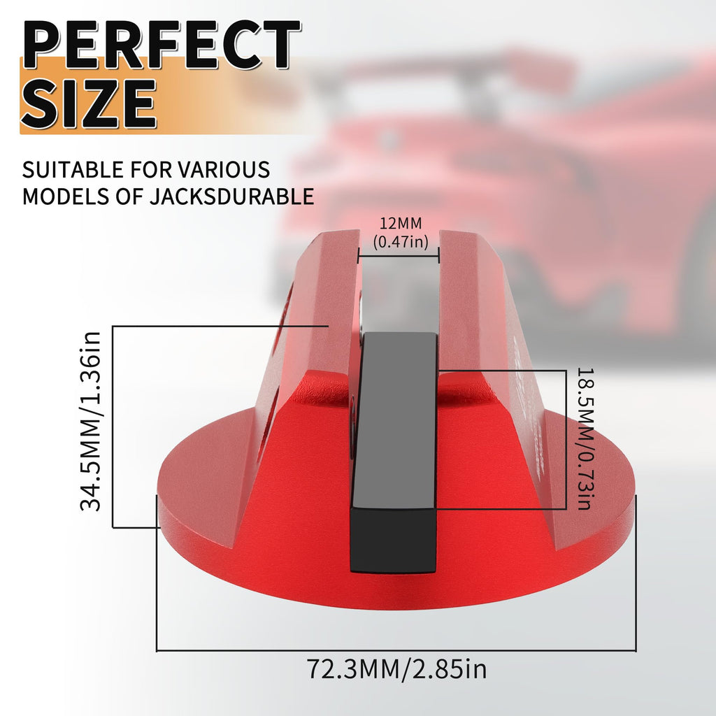 LIFSHP Universal Aluminum Grooved Magnetic Jack Pad, Jacking Puck Pinch Weld Frame Rail Adapter, for Car SUV Truck Pickup Sedan MPV Wagon, Change Tire Repair Tires Oil Change Must Have-Red