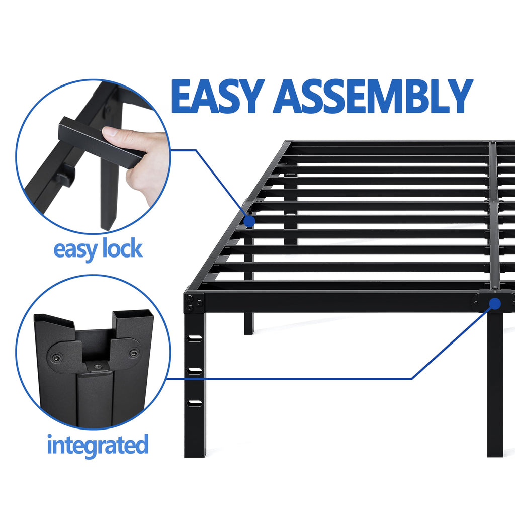 NEW JETO Metal Bed Frame,Queen Size Bed Frame with Storage Space,18 Inch
