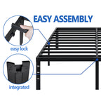 NEW JETO Metal Bed Frame,King Size Bed Frame with Storage Space,18 Inch