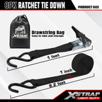 XSTRAP STANDARD Ratchet Tie Down Straps 8PK 1'' x 10 ft - 900 LB Break Strength Cargo Straps for Moving Appliances, Lawn Equipment, Motorcycle (Black)