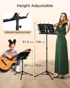 K KASONIC Music Stand, 2 in 1 Folding Sheet Music & Book Stand With Bag