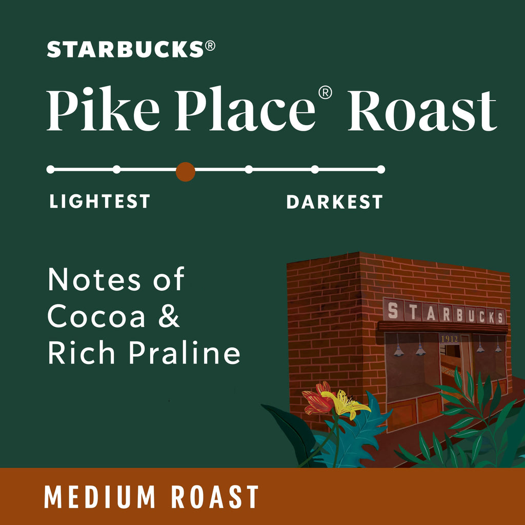 Starbucks Whole Bean Coffee Pike Place Roast, 28 oz Bag