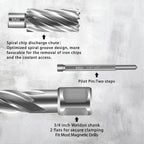 SALI 6 pcs Annular Cutter Diameter 1/2 Inch with Weldon Shank 3/4" (with 2 Flats) Cutting Depth 1" Mag Drill Bit for Magnetic Drill Press HSS Fully Ground Drill with One 1/4"*3" Pilot Pin