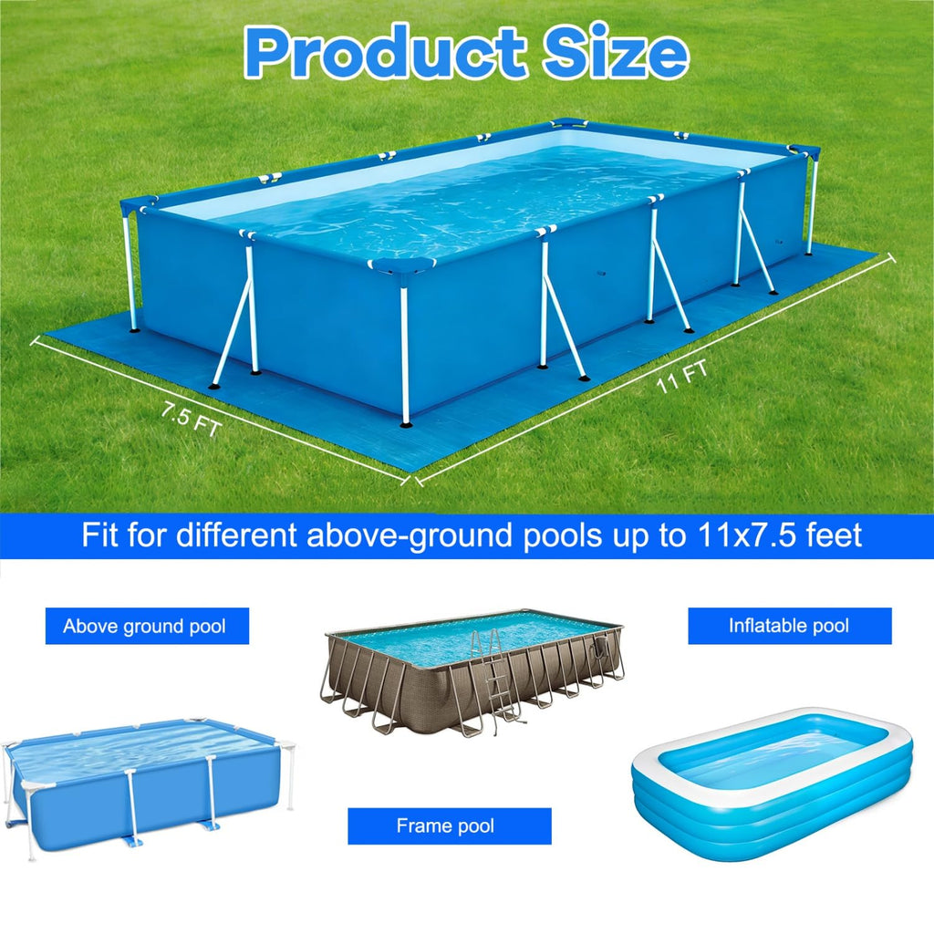 Gonioa 11 x 7.8 FT Pool Pad Tarp for Under Pool Liner Pad Under Pool Mat for Above Ground Pools, Thickened Pools Tarp Pools Ground Pads to Prevent Puncture and Extend Liner Life