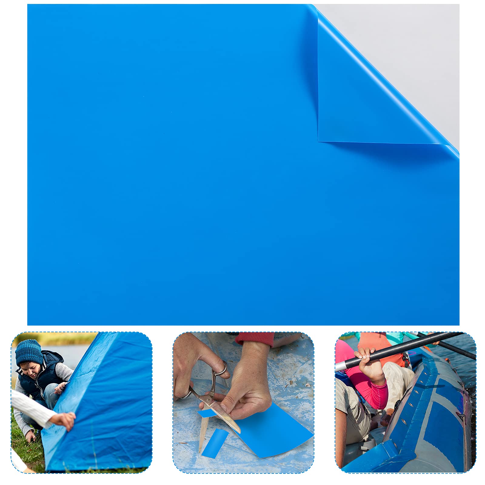 Syhood Extra Large Pool Liner Repair Patch 5.6 ft x 8.2 ft Blue Self Adhesive Vinyl Pool Patch Repair Kit for Christmas Bounce House Above Ground Pools Inflatable Floats Toys Snow Tube