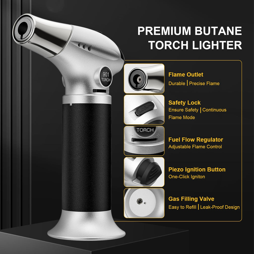 TBTeek Kitchen Butane Torch with Safety Lock for Baking, Crafts & Steak