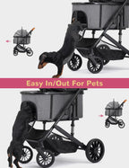SUNTHX Dog Stroller for Small Medium Dogs Up to 60lbs, 4 Wheels Folding Pet Stroller with Detachable Carrier, Pet Travel Carrier for 2 Dogs & Cats, Storage Basket, Breathable, Grey