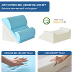 Ahpmeoa 6PCS Wedge Pillow Set for After Surgery, Bed Wedge Pillow Post Surgery, Bed Pillows for Sitting Up, Sleeping, Acid Relux, Memory Foam Back Pillow, Beds Wedges & Body Positioners, White/Grey
