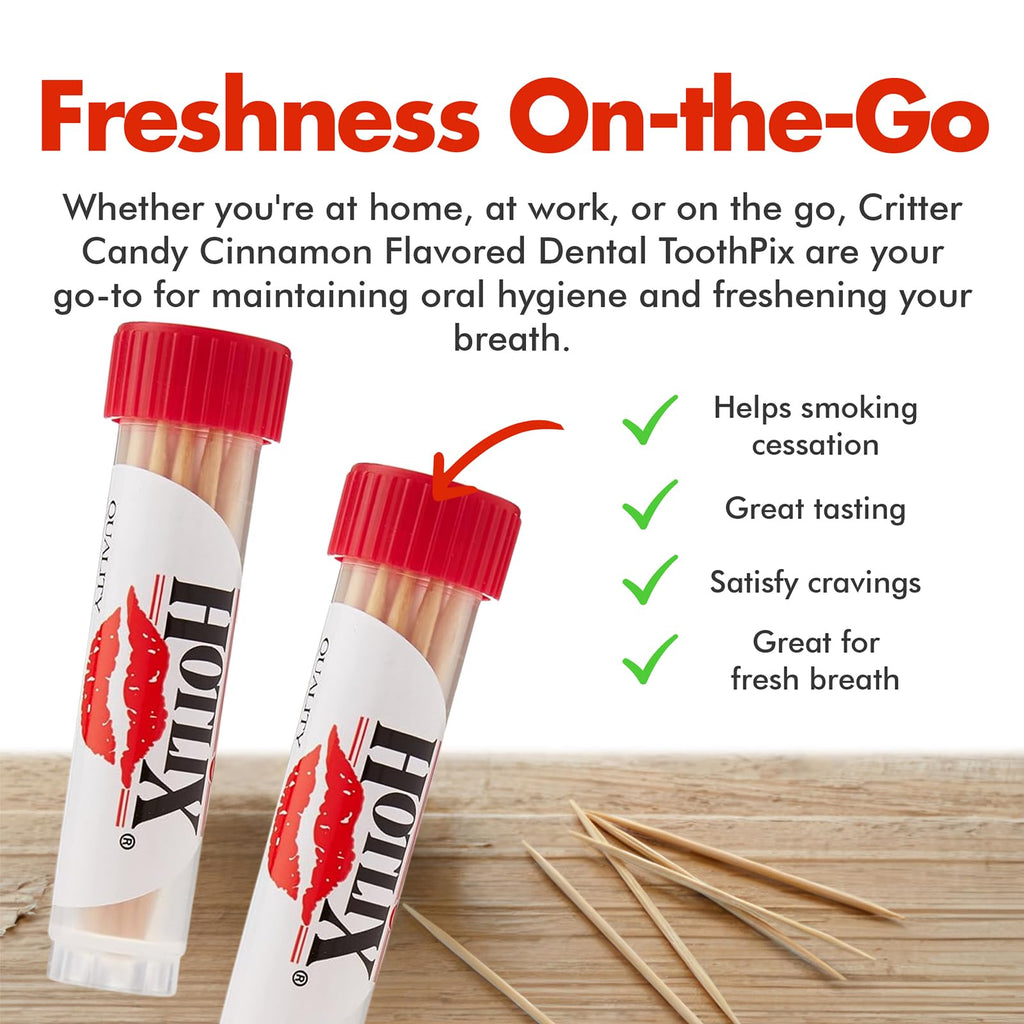 Hotlix Cinnamon Toothpicks (20 Pack 400 total), Flavored Toothpicks, Travel Toothpicks, Toothpicks for Food, Wooden Toothpicks, Fancy Toothpicks for Appetizers, Best Quit Smoking Products, Made in USA