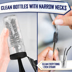 Dish Brush Set of 4 - Kitchen Scrub Brushes with Non-Slip Long Handle for Cleaning, Scrubber, Dishwashing, Dishes, Bottles, Straws, Cups, Pots & Sink, Black