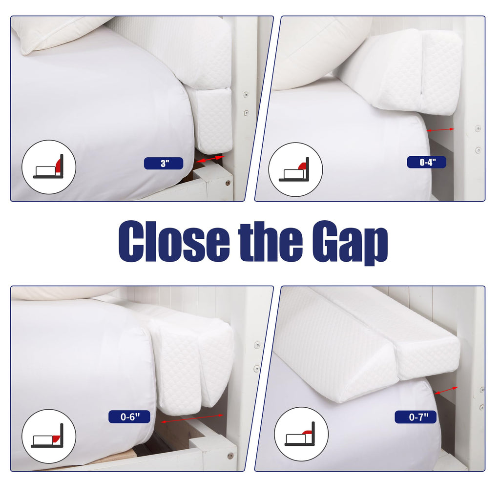 HOMBYS Wedge Pillow Headboard for Bed Gap,Foldable Bed Wedge Gap Filler Queen Size,Matterss Gap Filler,Multi Functional Bed Crack Pillow, Fill The Gap (0-7") Between Your Headboard and Mattress,White