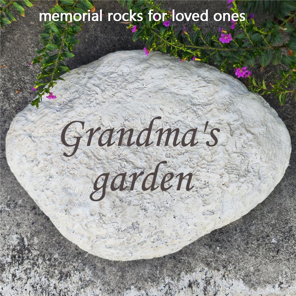 CUDMORERBE Personalized Garden Stones in Memory of Loved Ones, Engraved with Any Message Memorial Stone Gravestones Tombstone Rocks, Sympathy Memorial Gifts for Loss of Father Dad Mom Grandma