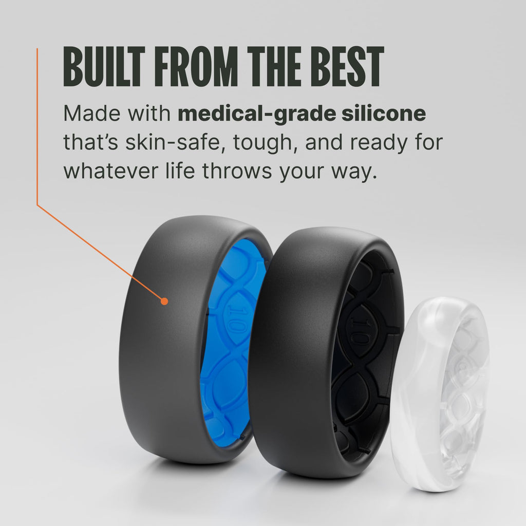 Groove Life Thin Silicone Ring for Women, Comfortable Wedding Band, Pearl 5