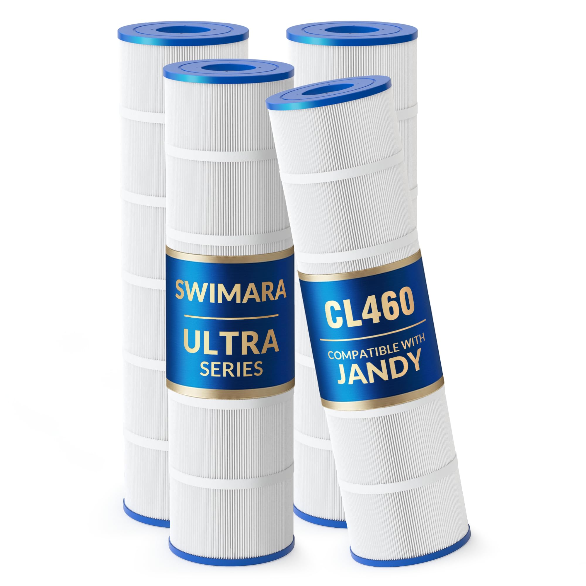 Swimara Pool Filter Cartridges Replacement for Jandy CL/CV Series, 5oz Trilobal Heavy-Duty Fabric, Ultra Series, 4-Pack, 460 Sq. Ft.