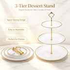 Goaste 3 Pack Tiered Cupcake Stand, Plastic Cupcake Stand Tower, 3 Tier Round Shape Dessert Serving Tray, White Cookie Candy Buffet Stand for Tea Party, Baby Shower, Wedding, Birthday, Christmas