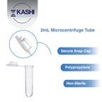 Kashi Scientific 2mL Clear Snap Cap Microcentrifuge Tube with Graduation, Lab Grade Polypropylene Plastic [2mL, 1000]